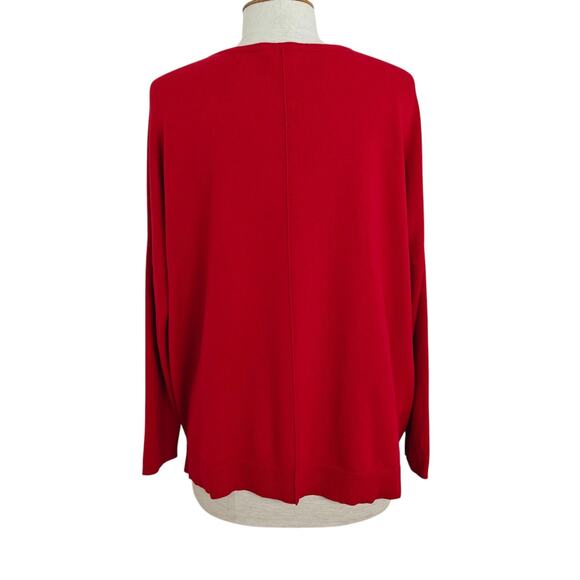 Chicos Center Seam Pullover Sweater Large / 2 Red Cashmere Blend Festive Holiday - Picture 8 of 10